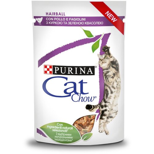 Nestle Purina Cat Chow Hairball s piščancem in stročjim fižolom v omaki - mokra hrana za mačke - 85 g, (21385754) Cene