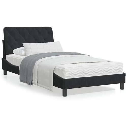 VidaXL Krevet s madracem crni 100x200 cm bar&amp;scaron;unasti Slike