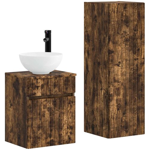  Set namje&amp;scaron;taja za kupaonicu 2 kom. Dimljeni hrast Smeđa 33 x 34.5 x 100 cm Slike