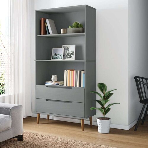  Knjižna omara MOLDE siva 85x35x170,5 cm trdna borovina, (20705820) Cene