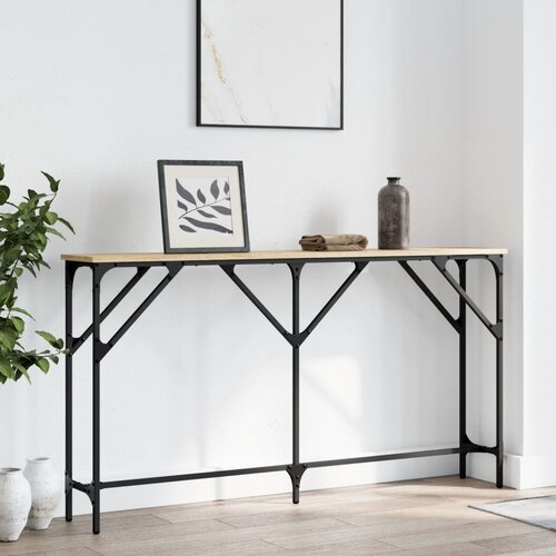  The Living Store Konzolna mizica sonoma hrast 140x23x75 cm inženirski les - Konzolna Mizica, (21442394) Slike