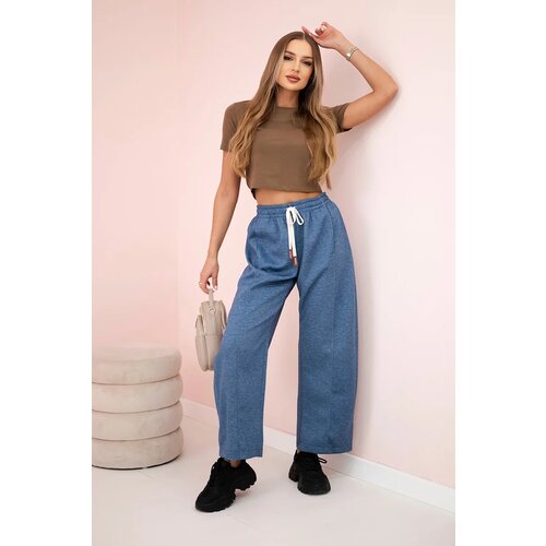 Kesi Włoski Butter trousers tied at the waist denim melange Cene