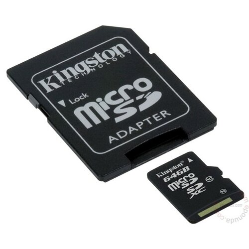 Kingston microSDXC 64GB Class 10 SDCX10/64GB + SD Adapter memorijska kartica Slike