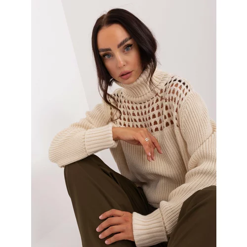 Fashion Hunters Women's cream knitted turtleneck