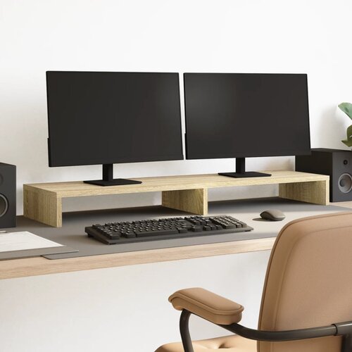 VidaXL Stalak za monitor boja hrasta 100x27x10 cm konstruirano drvo Slike