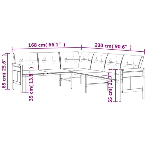  Kutna vrtna sofa antracit od čelika i tekstilena Slike