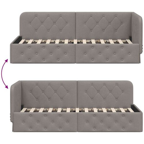 Kutni okvir kreveta s uzglavljem Sivo-smeđa 80 x 200 cm tkanina Slike