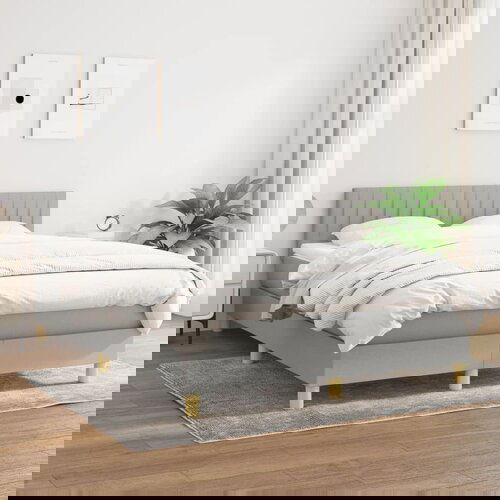 vidaXL Box spring posteljni z vzmetnico svetlo siv 140x190 cm blago Cene