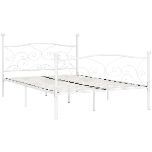 Maison Chic Posteljni Okvir - Dvoposteljna postelja z letvenim dnom bel kovinski 120x200 cm, (22082172) Cene