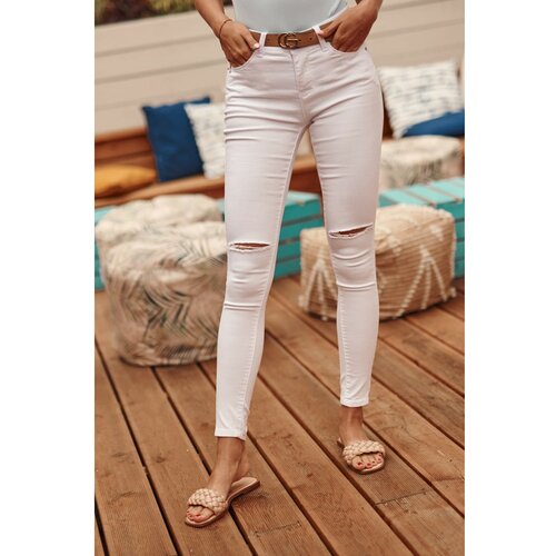Fasardi White denim jeans with holes Slike