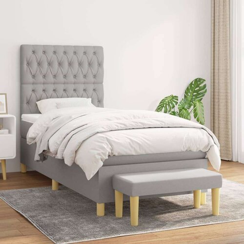 Box spring krevet s madracem svjetlosivi 90x190 cm od tkanine Cijene