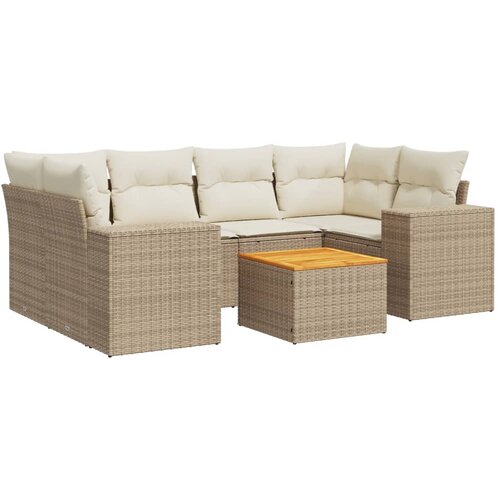  7-dijelni set vrtnih sofa od poliratana s jastucima Slike