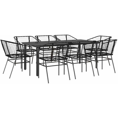  Vrtni blagovaonski set od 9 dijelova crni poliratan staklo - Crna 200 x 100 x 74 cm 8 Slike