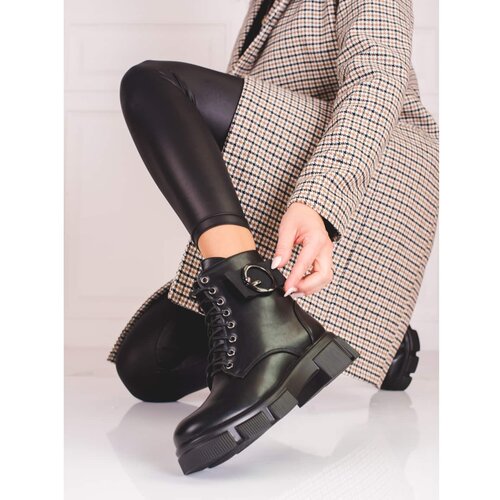 SHELOVET Black women&amp;#039;s workers made of eco leather Slike