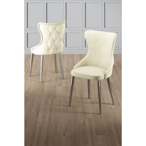 Hanah home set trpezarijskih stolica Alpa 8 kom, krem tkanina Babyface, hromirane metalne noge Cene