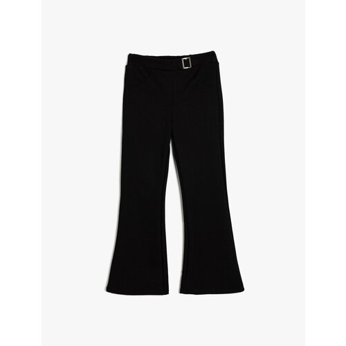 Koton Spanish Leg Trousers Slim Fit Metal Buckle Detail Viscose Blend Slike