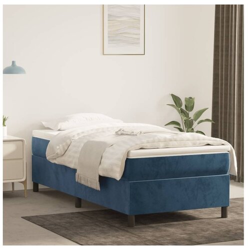  Box spring postelja z vzmetnico temno modra 100x200 cm žamet Cene