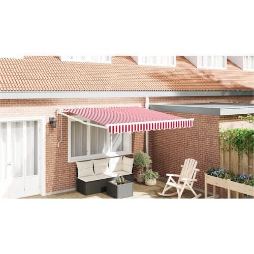 VidaXL avtomatska retraktibilna tenda rdeče in bele črte 350x250 cm Slike