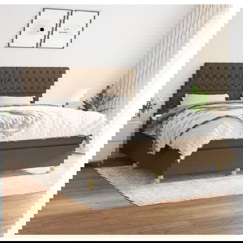 vidaXL Box spring postelja z vzmetnico temno rjava 180x200 c Cene