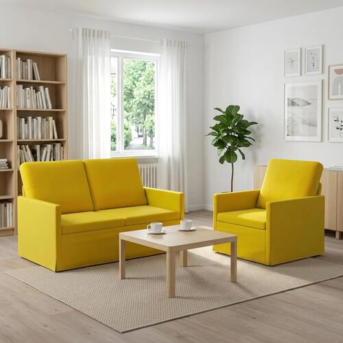  Set sofe 2 pcs Žuta Baršun - Žuta 1-Sjedalo + 2-Sjedalo (120 cm) Cene