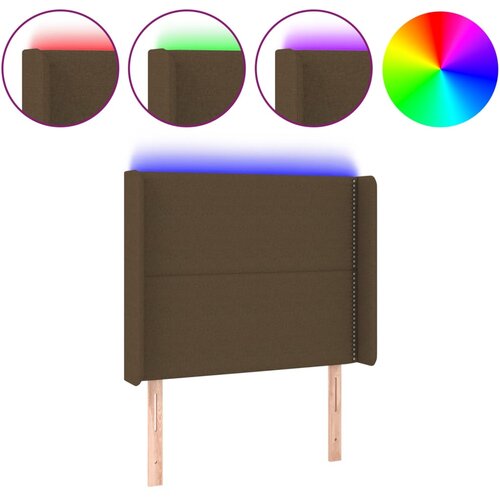  LED uzglavlje tamnosmeđe 93x16x118/128 cm od tkanine Slike