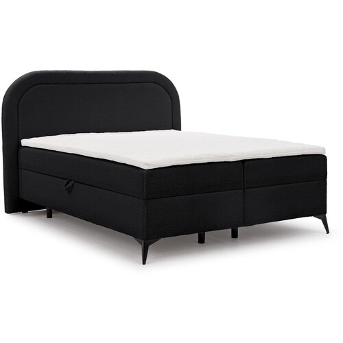 Ropez Crni boxspring krevet s prostorom za odlaganje 160x200 cm Ornes &ndash; Cijene
