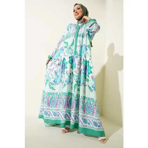 Bigdart 2423 Authentic Patterned Hijab Dress - D. Mint