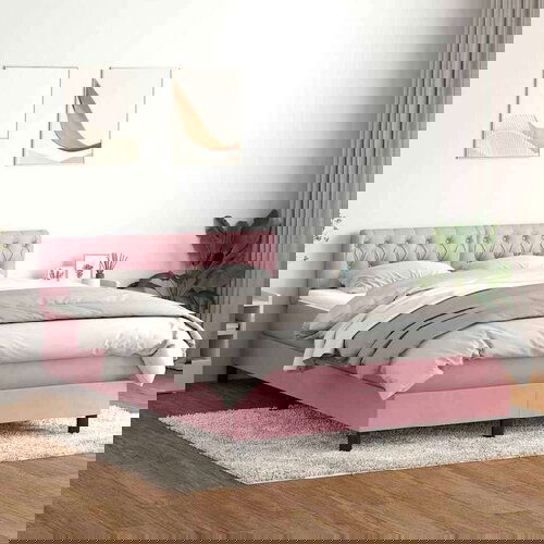  Box spring postelja z vzmetnico roza 140x210 cm žamet, (22011483) Cene