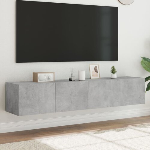  The Living Store Stenske TV omarice z LED 2 kosa betonsko siva 80x35x31 cm - TV Stenska Omarica, (21555892) Cene