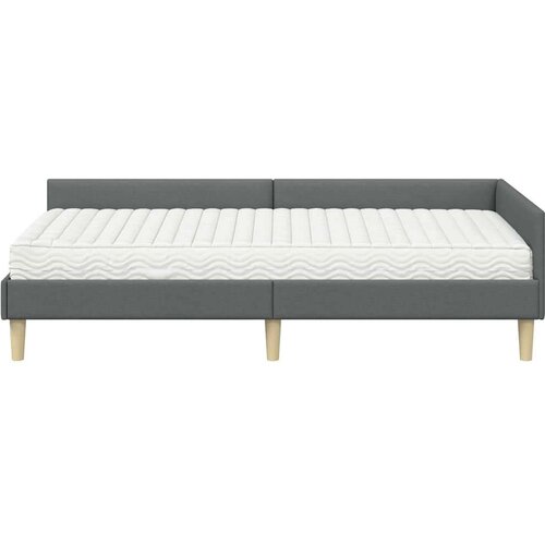  Kutni krevetni okvir s madracem Ostalo 2 pcs Siva tkanina Slike