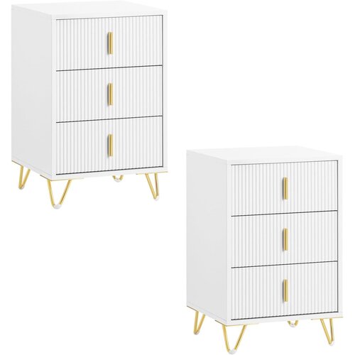 SoBuy Nočni stol Predal Barva Bela 40x36x63cm FBT115-L-Wx2, (5000243400) Cene