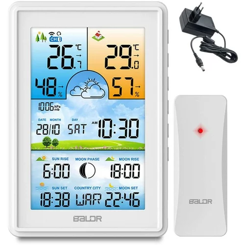 Berdsen Digitalna vremenska postaja z zunanjim senzorjem, merilnikom vlage, alarmom in napajalnikom