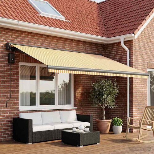  Zamjensko platno za tendu Žuta i bijela 450 &amp;times; 300 cm Poliester Slike