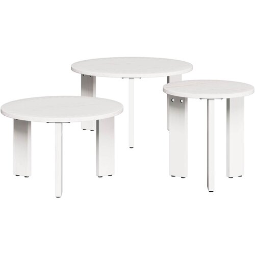  Kava Stol 3 pcs Bijelo Masivna borovina Slike