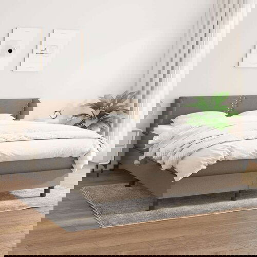  Box spring postelja z vzmetnico taupe 140x200 cm blago, (20791468) Slike