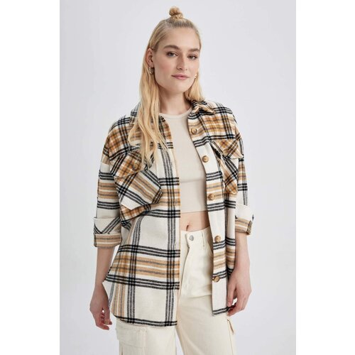 Defacto Oversize Fit Flanel Shirt Collar Long Sleeve Tunic Slike