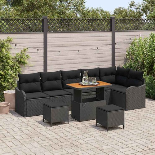  Sjedeća garnitura za vrt 9 kom. Crna poliratan 287.5 x 122.5 x 85 cm Cijene