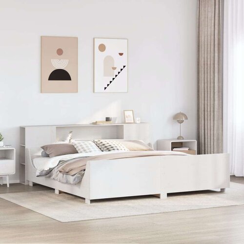  Posteljni okvir brez vzmetnice bel 200x200 cm trdna borovina, (21611444) Cene