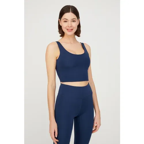 LOS OJOS Crop Top - Dark blue - Plain