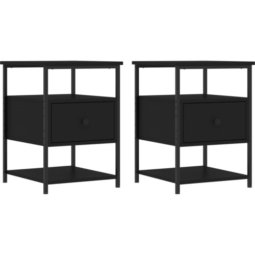 Maison Chic Dvo delni komplet Nočne omarice - Nočne mize črna 40x42x56 cm inženirski les, (21688342) Slike