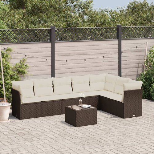 8-dijelni set vrtnih sofa s jastucima smeđi od poliratana Cene