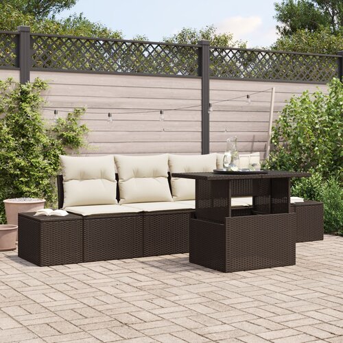 vidaXL 5-dijelni set dvorišnih sofa s jastučićima smeđa poli ratan Cene