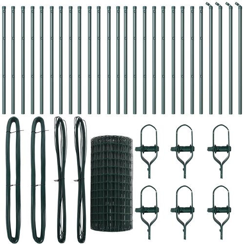 VidaXL Euro Ograda s 13 Stabljika 0.4x50 m Galvanizirana Čelična Zelena Slike