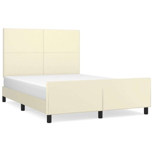  Okvir za krevet s uzglavljem krem 140x190 cm od umjetne kože - Krema 140 x 190 cm Gladak dizajn Slike