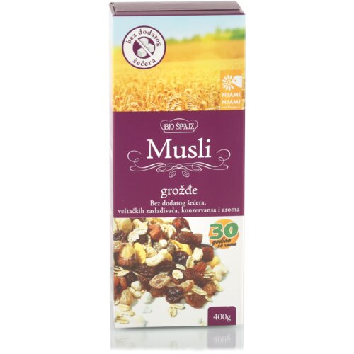 Bio &amp;Scaron;pajz organski musli grožđe bez dodatog &amp;scaron;ećera 400g Slike