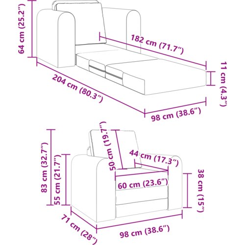 VidaXL 2-u-1 crna krevet-sofa na podu 98x71x83 cm Slike