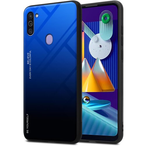 Cadorabo Ohi&scaron;je, združljiv s Samsungom v modri barvi - črni - dvobarvni za&scaron;čitni pokrov iz silikona TPU in hrbta iz kaljenega stekla, (20572092) Cene