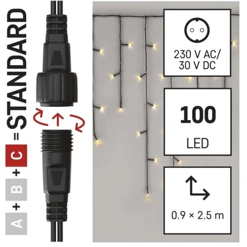  LED spoljni lanac 100xLED/2,5x0,9m IP44 toplo belo svetlo Slike