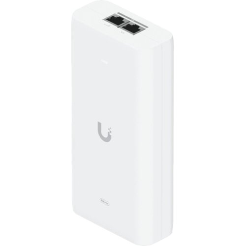 Ubiquiti UniFi 10G PoE+++ Adapter (90W), can power UniFi PoE+++ devices, reduce dependency on PoE switch power, and provide a Multi-Gigabit LAN connection, Contains RJ45 data input, AC cable with earth ground, and PoE+++ output Cene