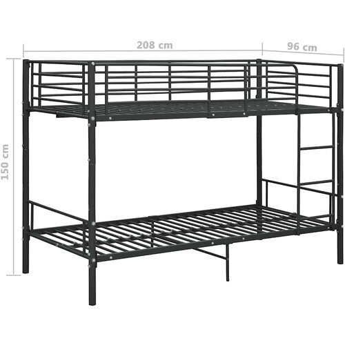  Krevet na kat crni metalni 90 x 200 cm Slike